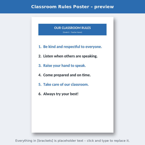Classroom Rules Poster – preview