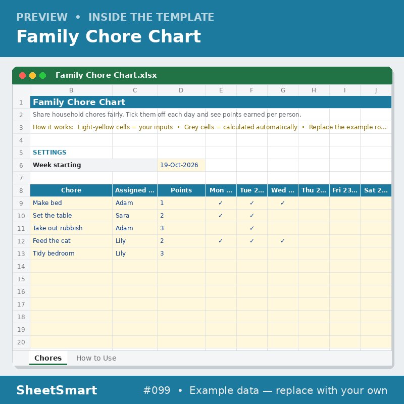 Family Chore Chart – sheet preview