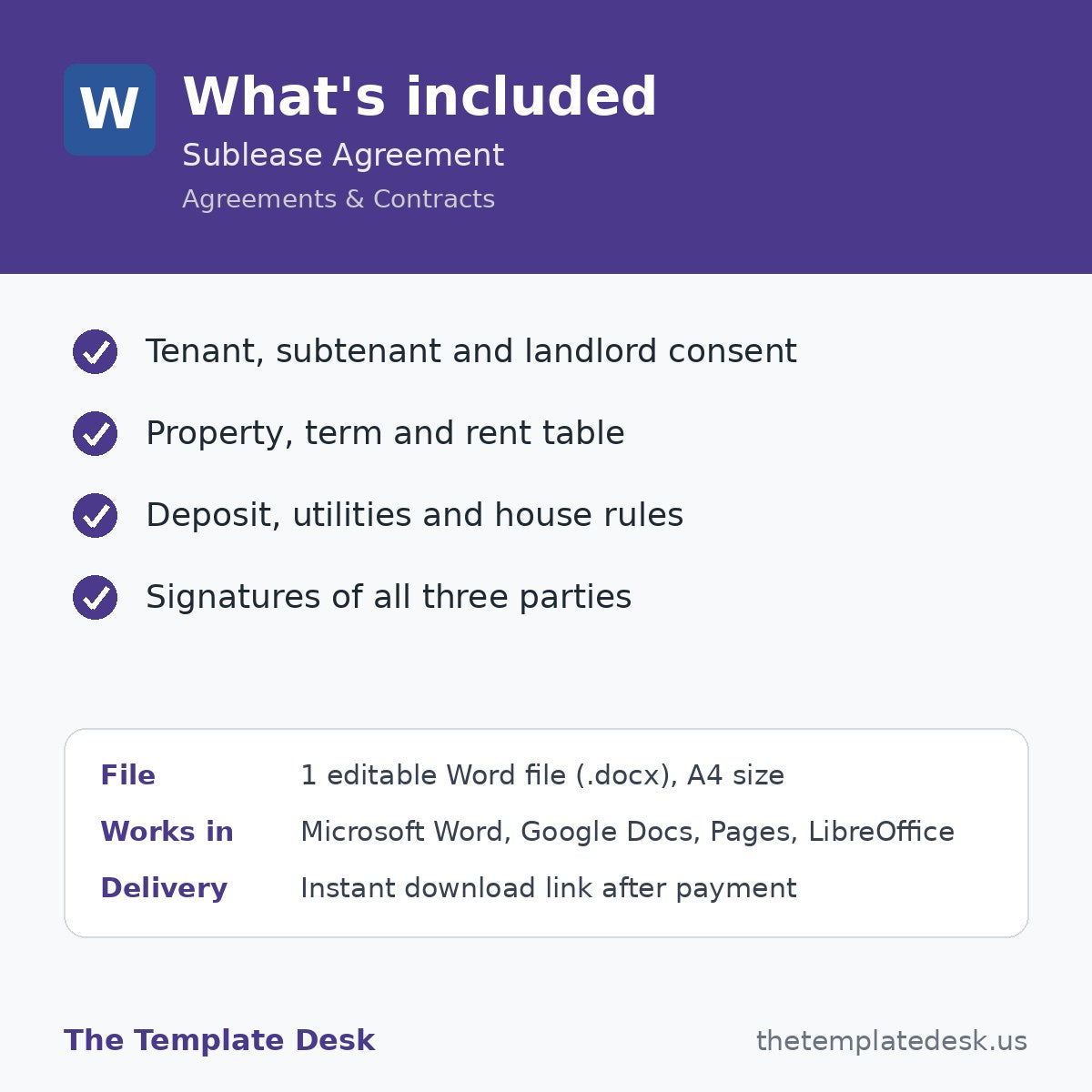 Sublease Agreement – what's included