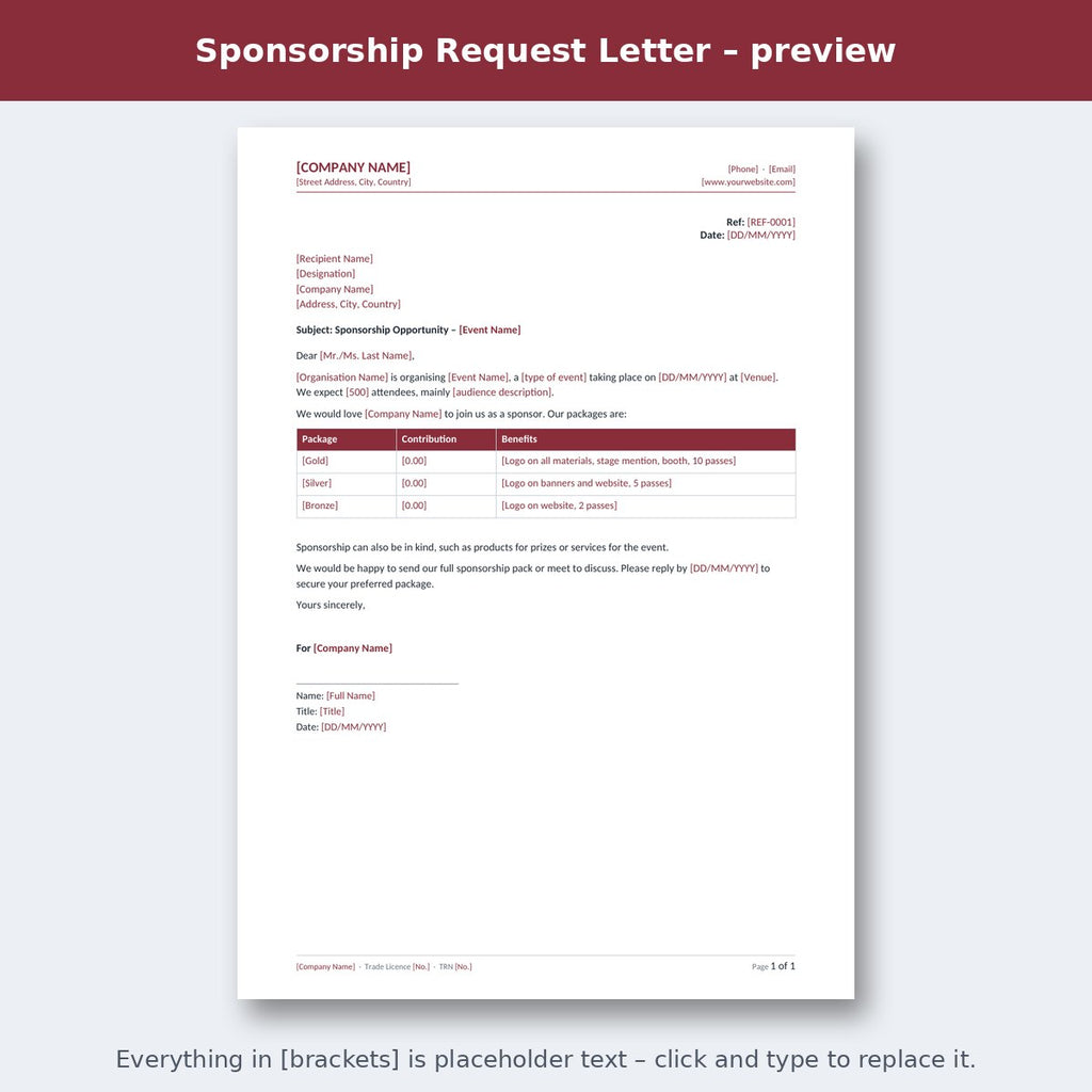 Sponsorship Request Letter – preview