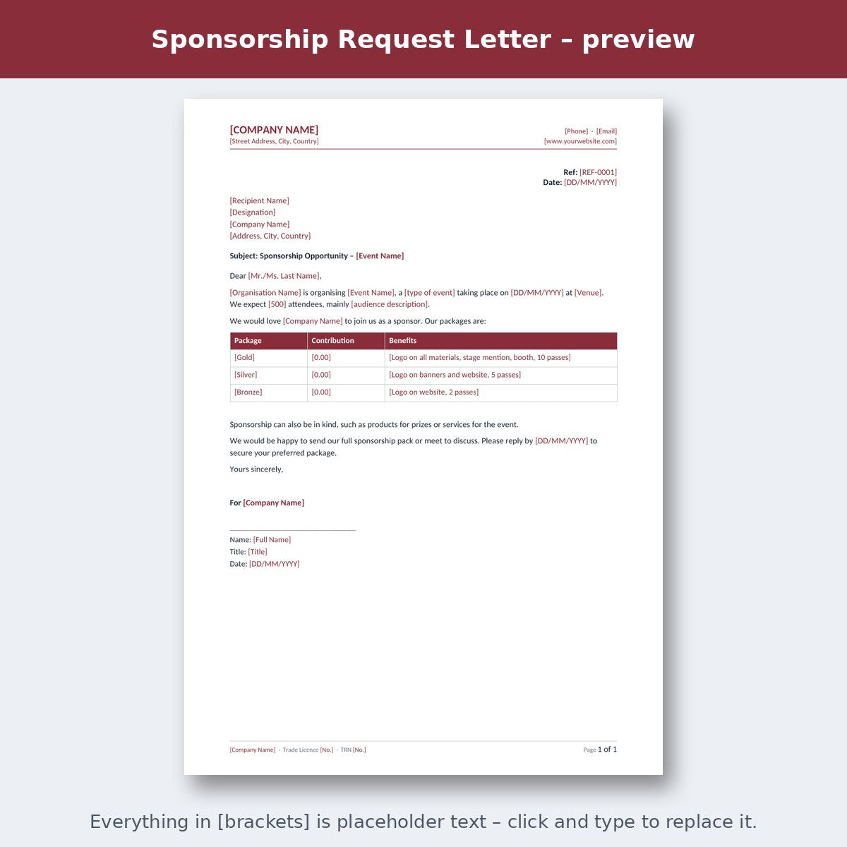 Sponsorship Request Letter – preview