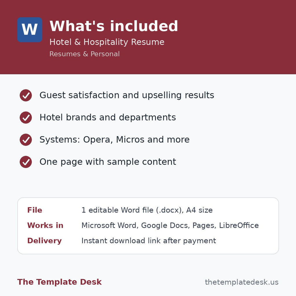 Hotel & Hospitality Resume – what's included