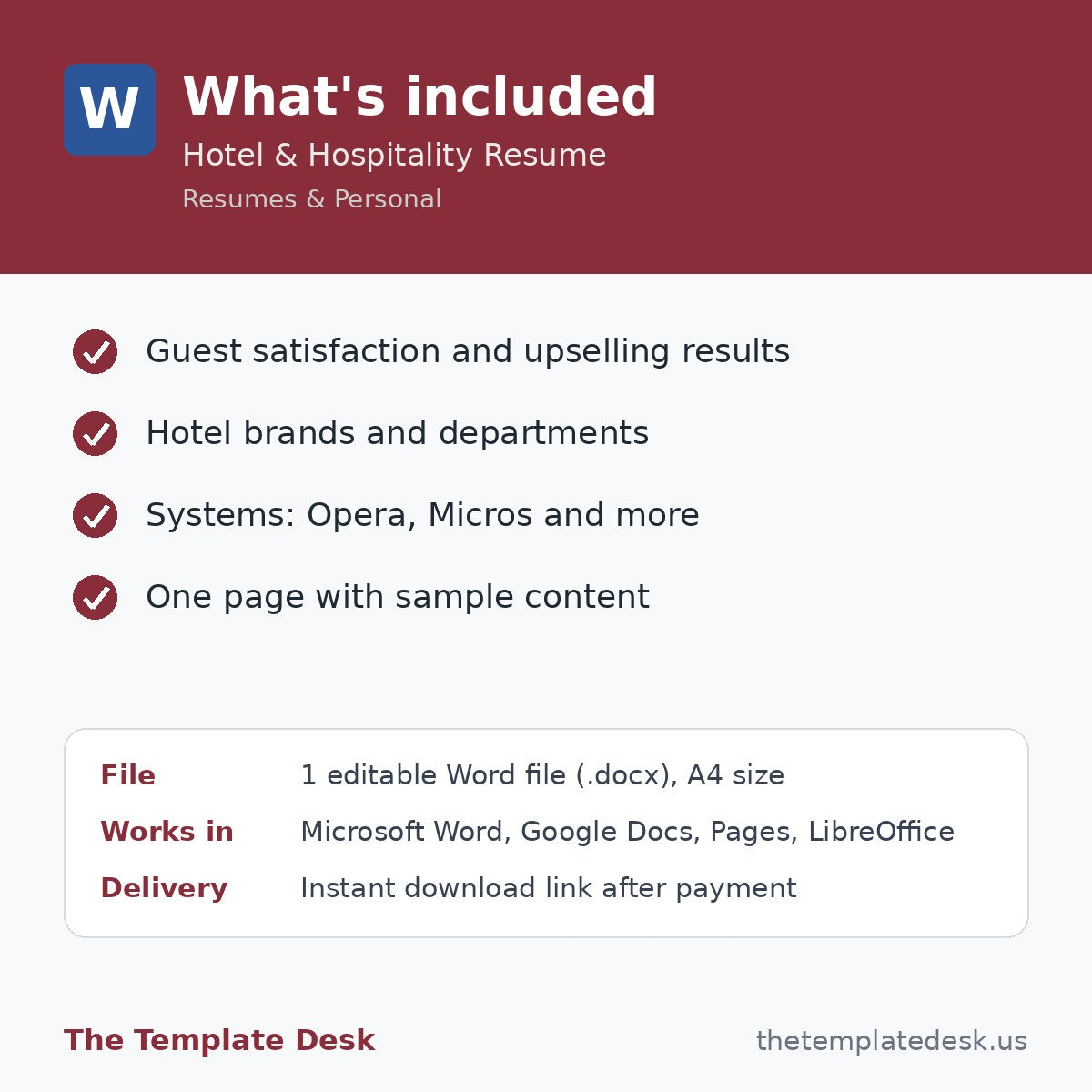 Hotel & Hospitality Resume – what's included
