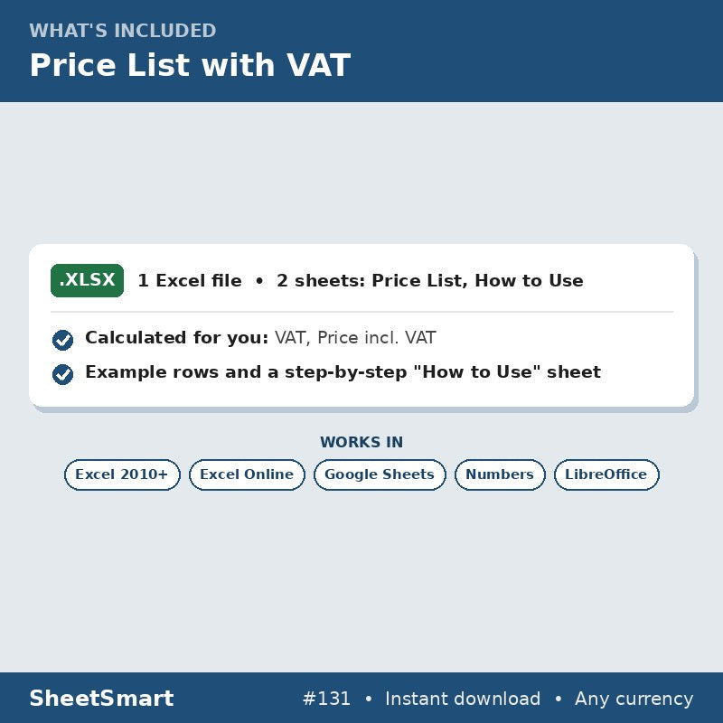 Price List with VAT – what's included