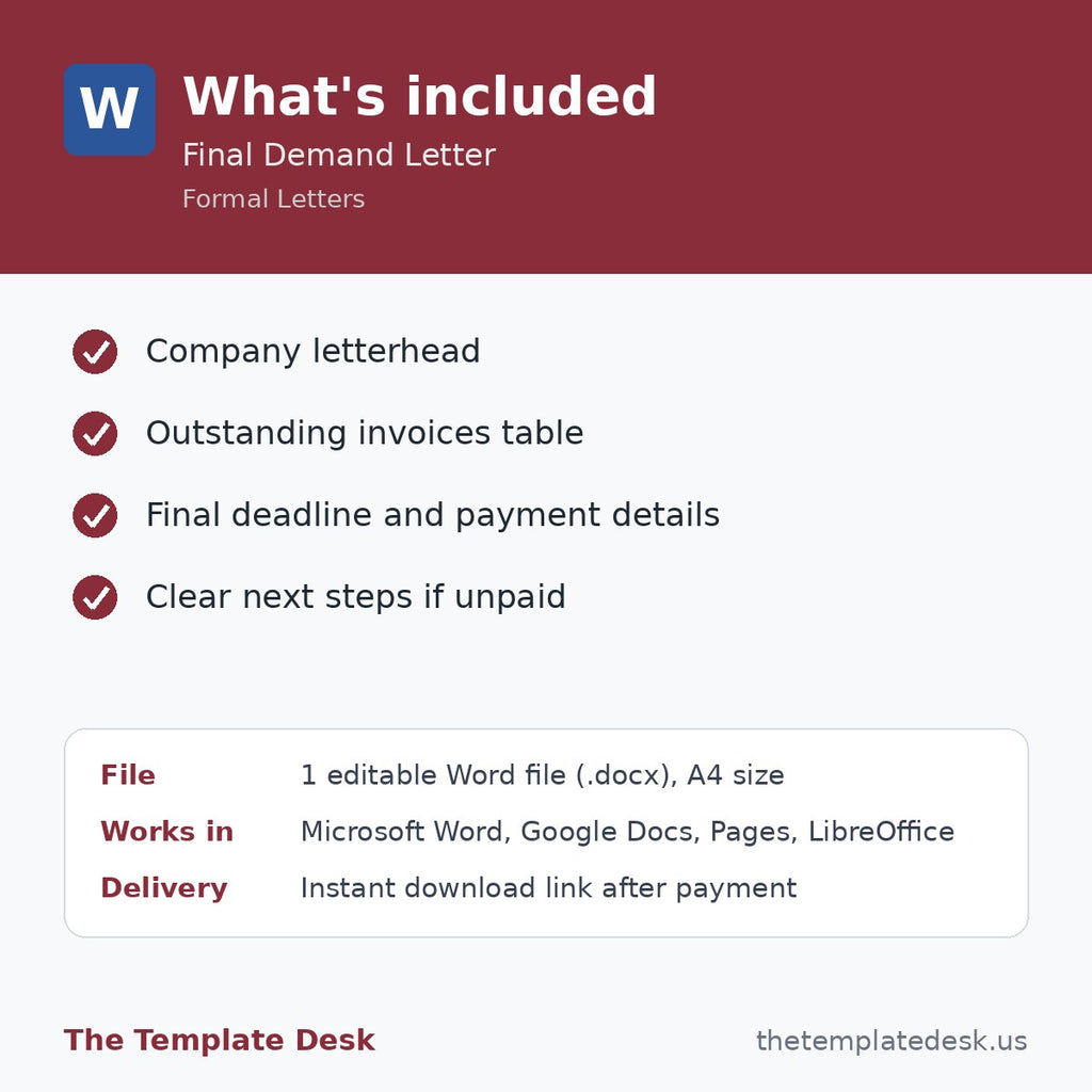 Final Demand Letter – what's included