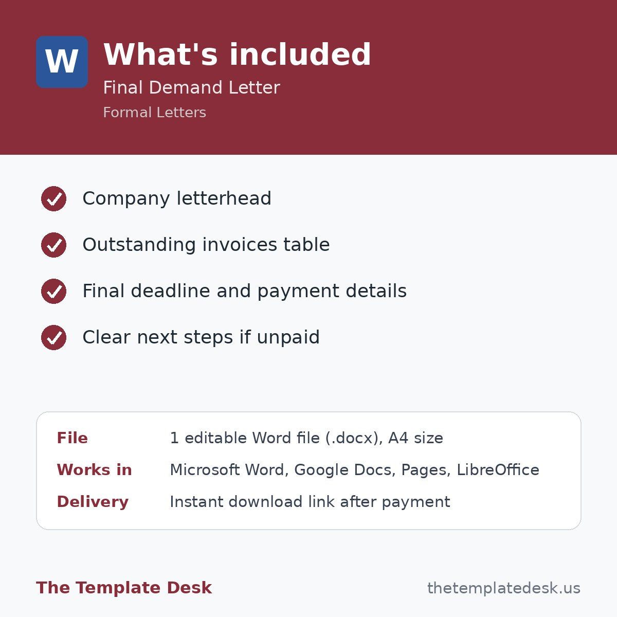 Final Demand Letter – what's included