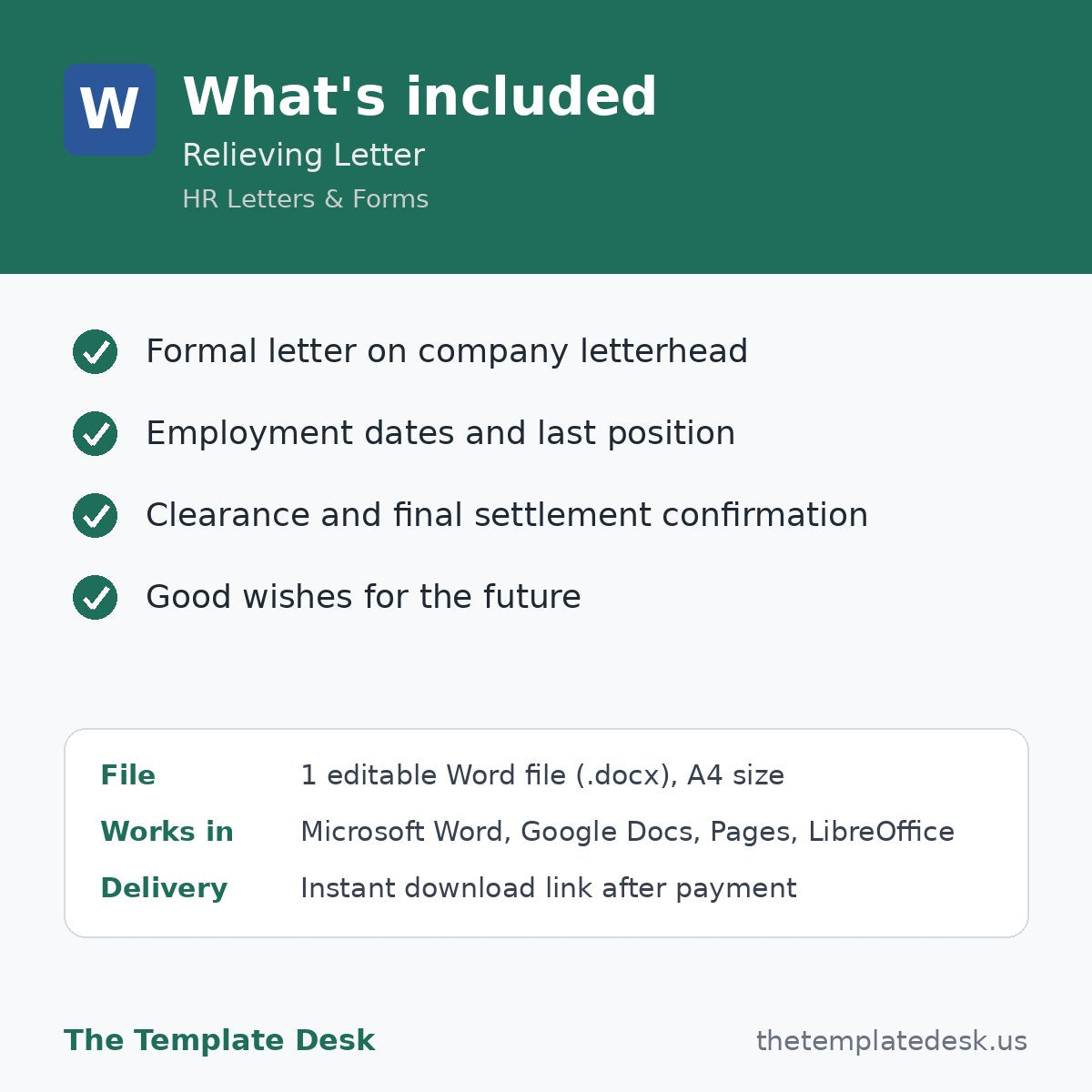 Relieving Letter – what's included