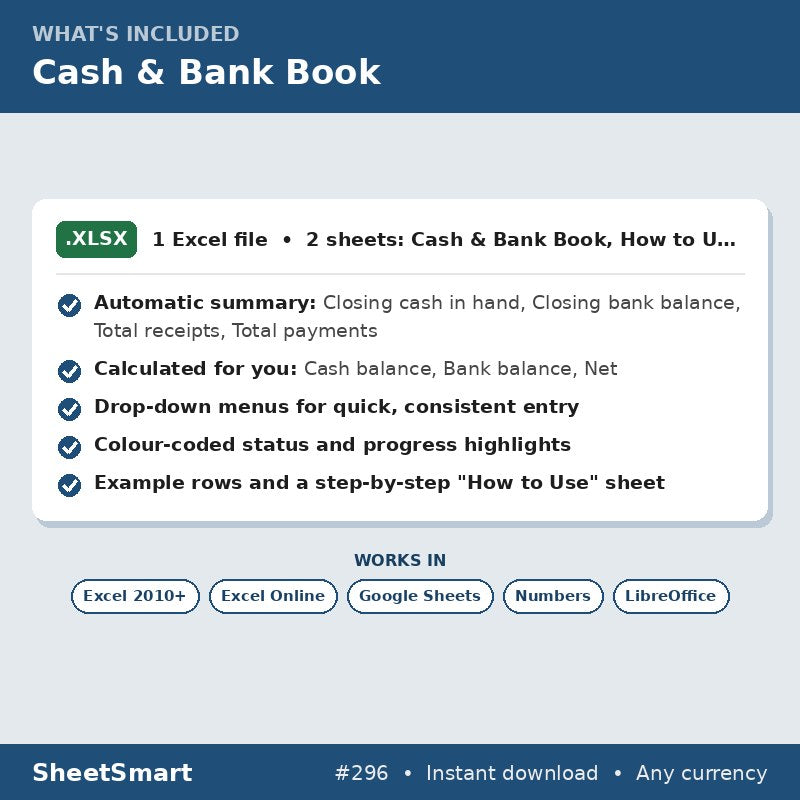 Cash & Bank Book – what's included