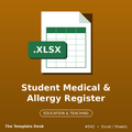 Student Medical & Allergy Register – Excel template