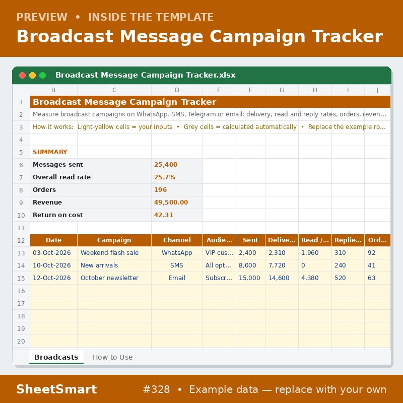 Broadcast Message Campaign Tracker – sheet preview