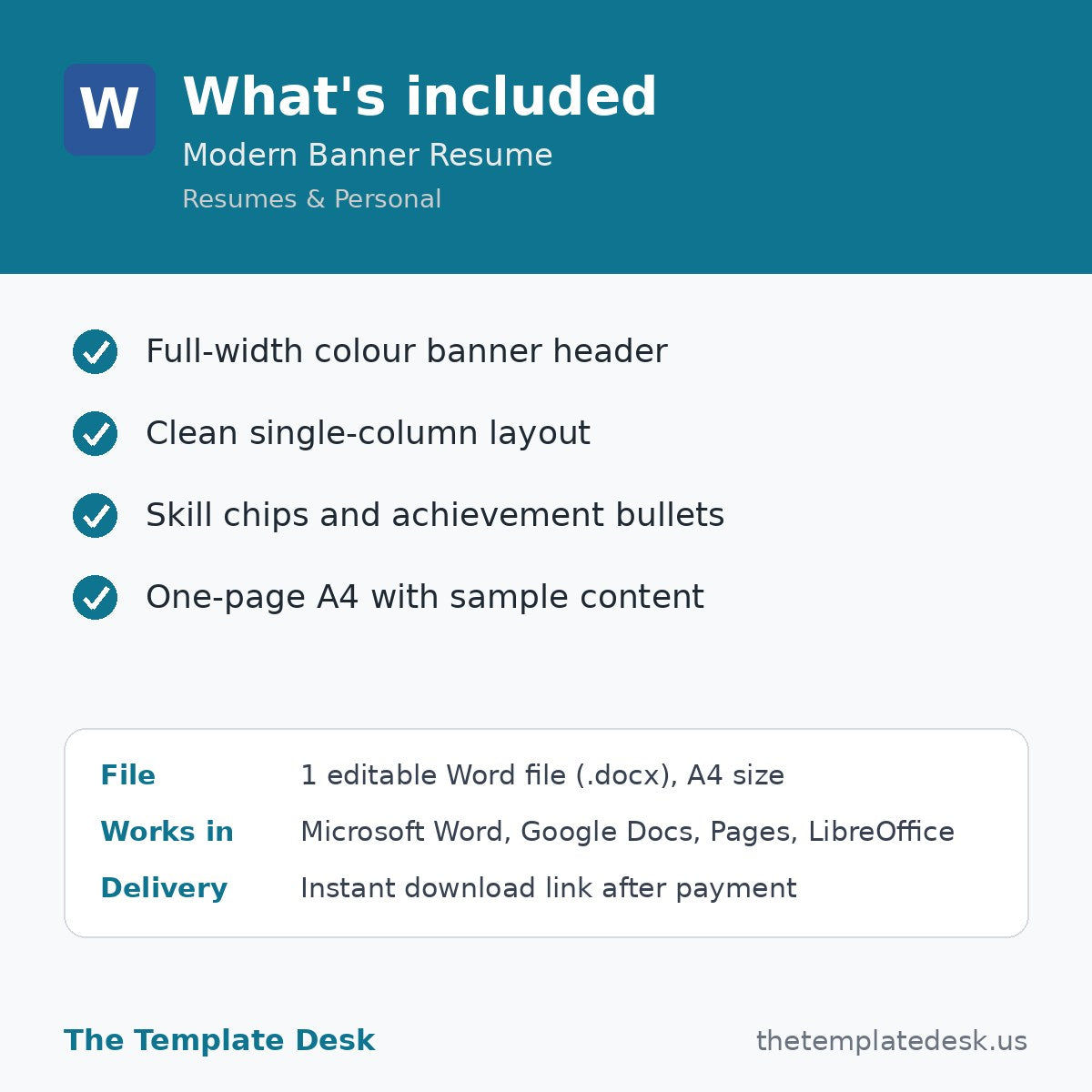 Modern Banner Resume – what's included