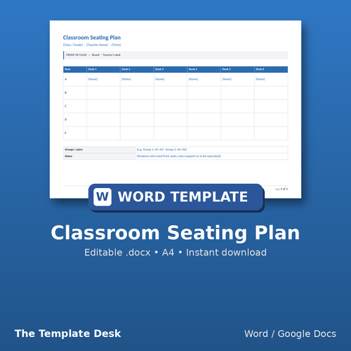 Classroom Seating Plan – cover