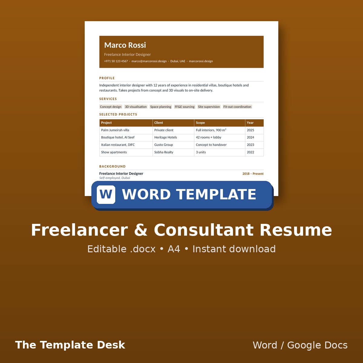 Freelancer & Consultant Resume – cover