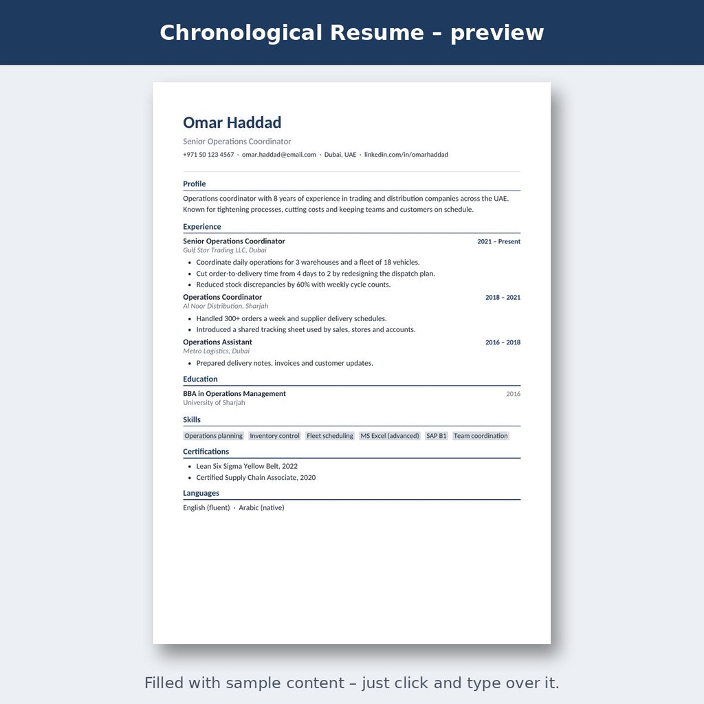 Chronological Resume – preview