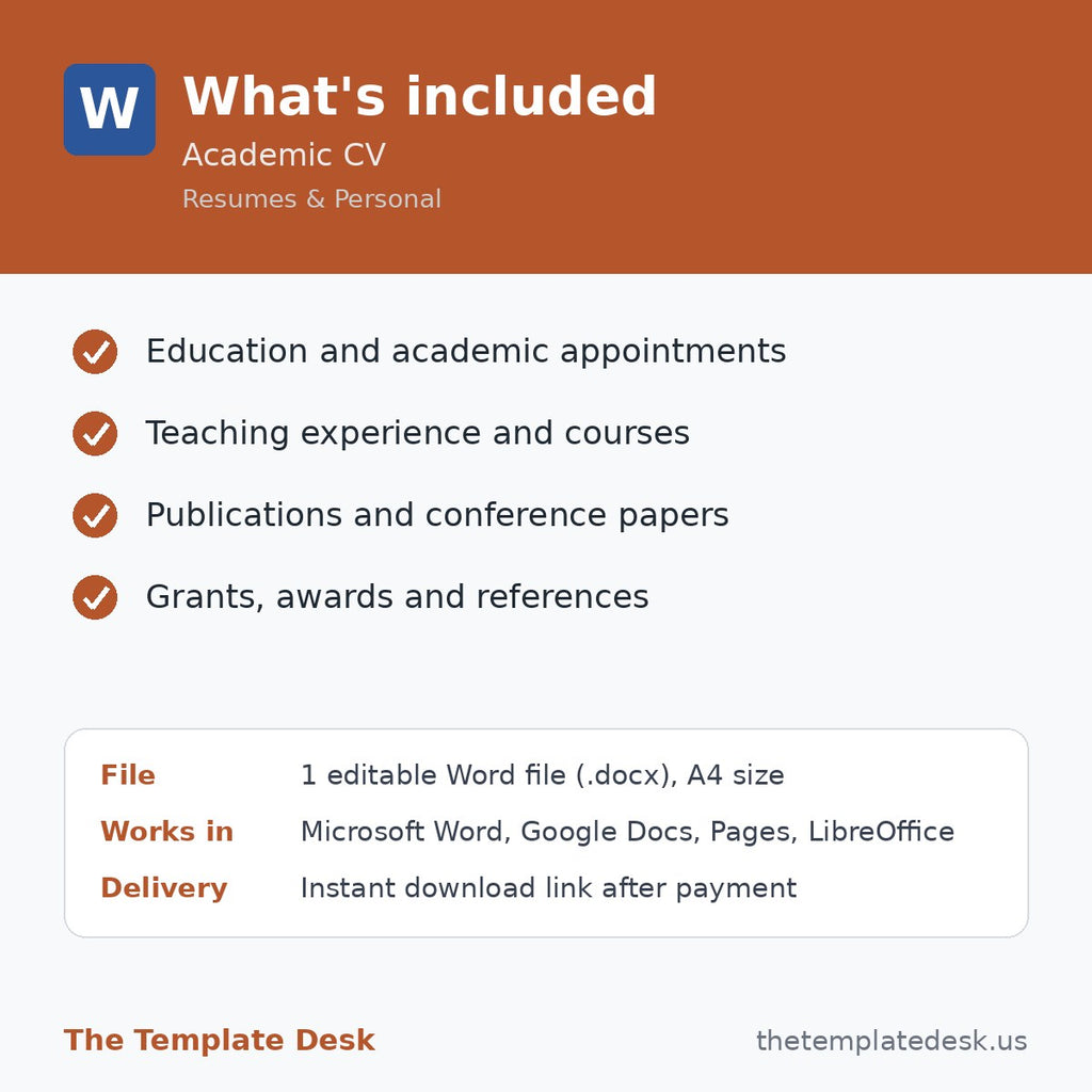 Academic CV – what's included