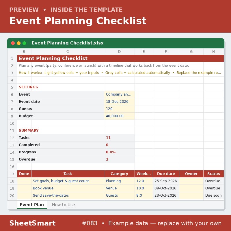 Event Planning Checklist – sheet preview