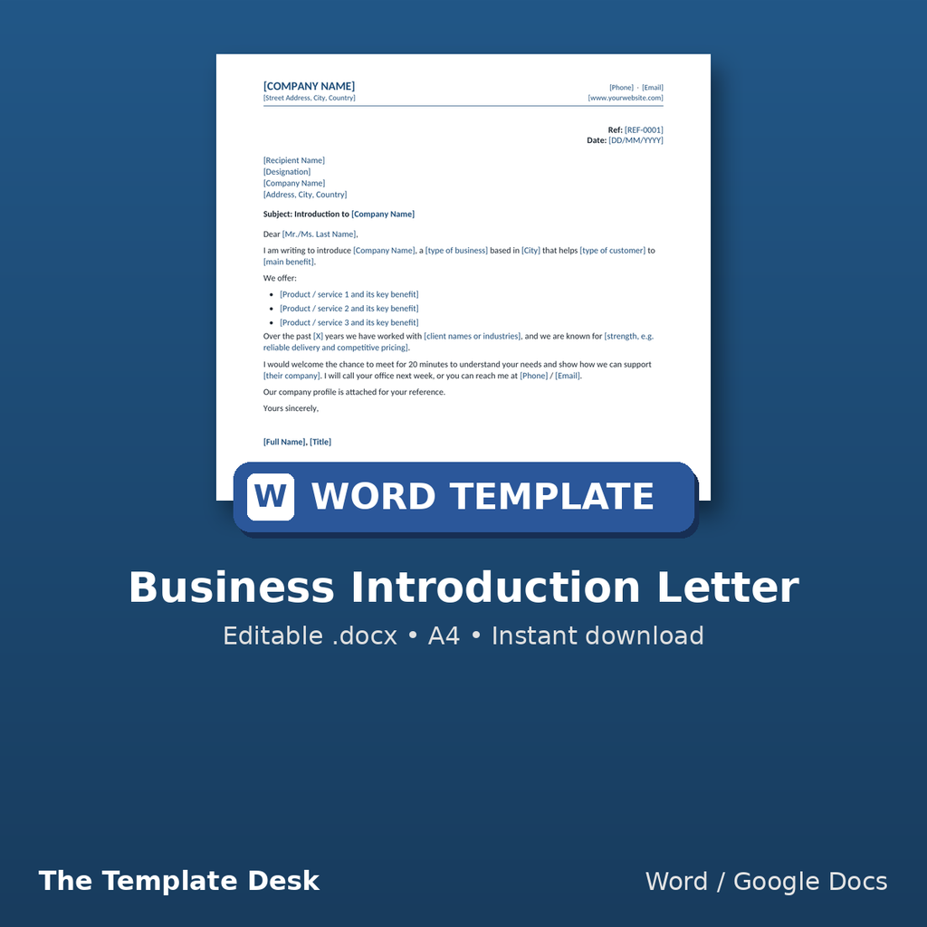 Business Introduction Letter – cover