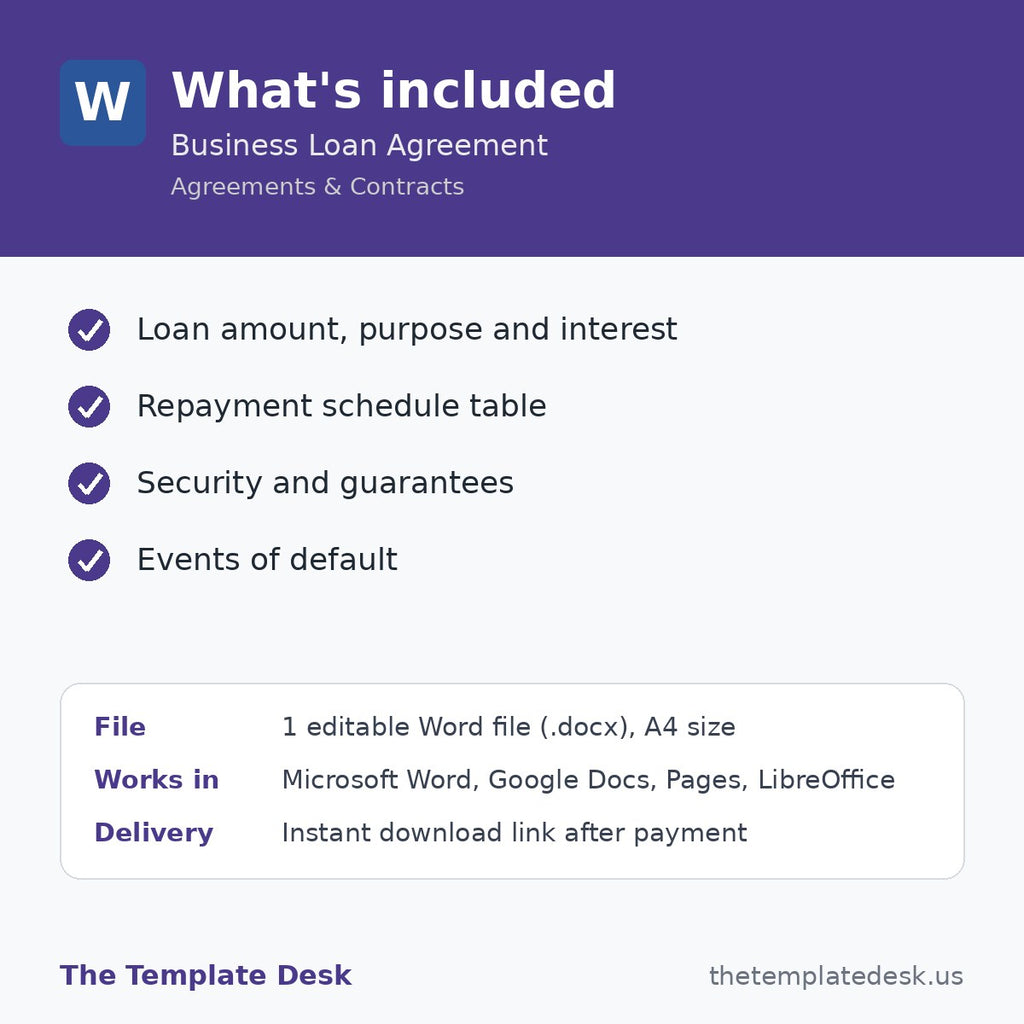 Business Loan Agreement – what's included