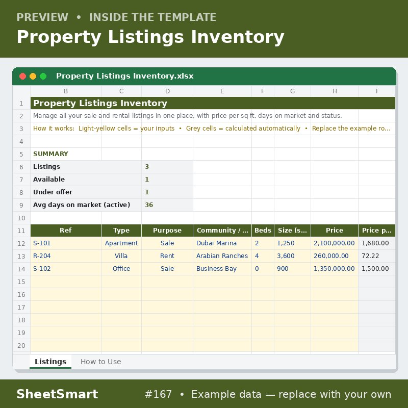 Property Listings Inventory – sheet preview