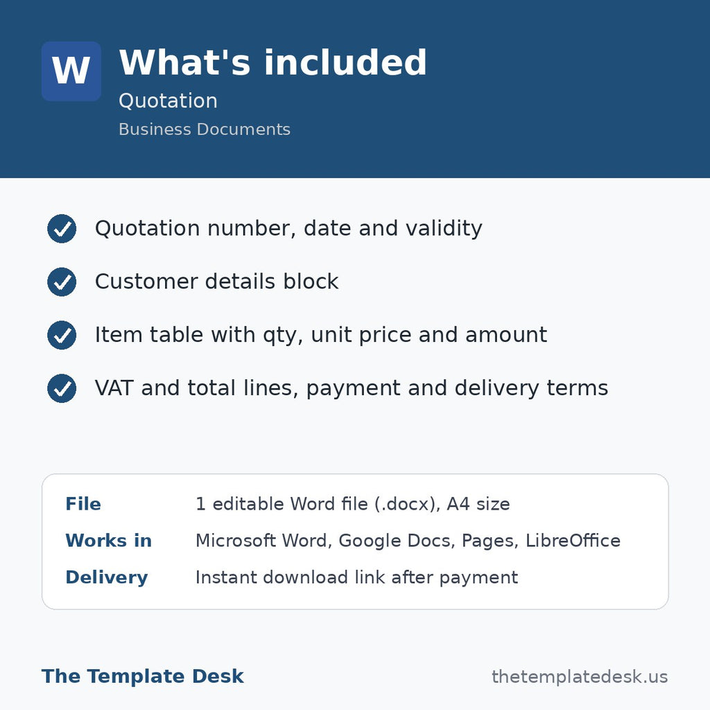 Quotation – what's included