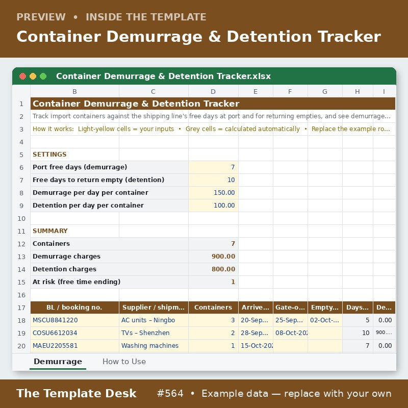 Container Demurrage & Detention Tracker – preview