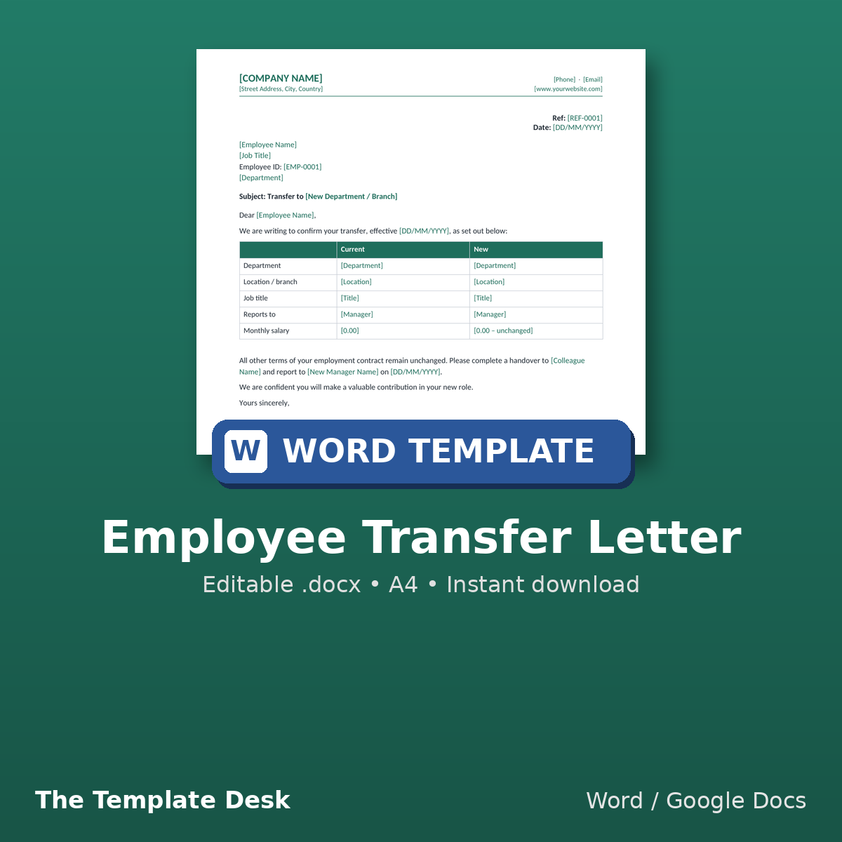Employee Transfer Letter – cover