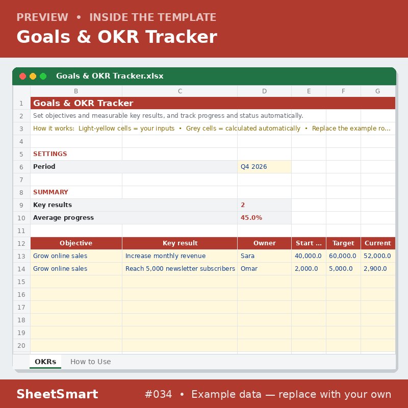 Goals & OKR Tracker – sheet preview