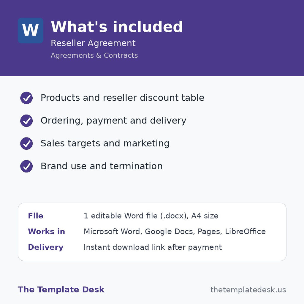 Reseller Agreement – what's included