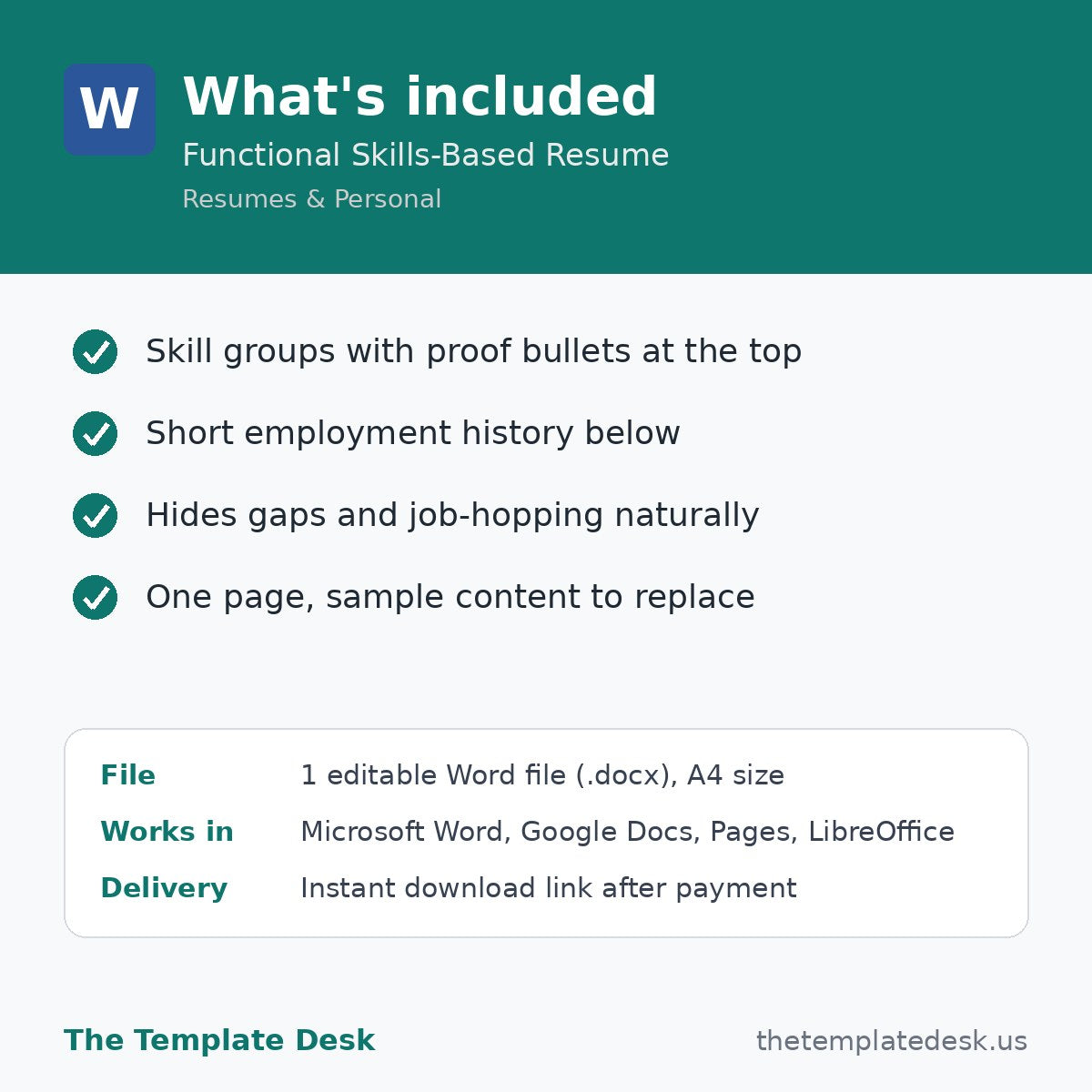 Functional Skills-Based Resume – what's included
