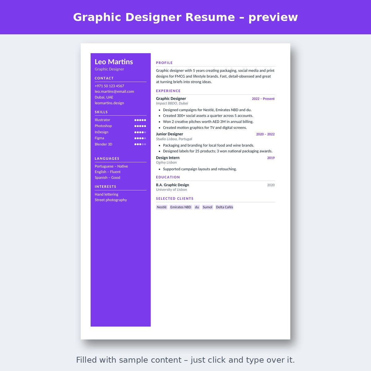 Graphic Designer Resume – preview