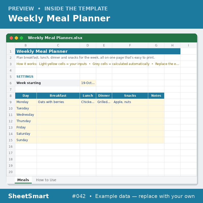 Weekly Meal Planner – sheet preview