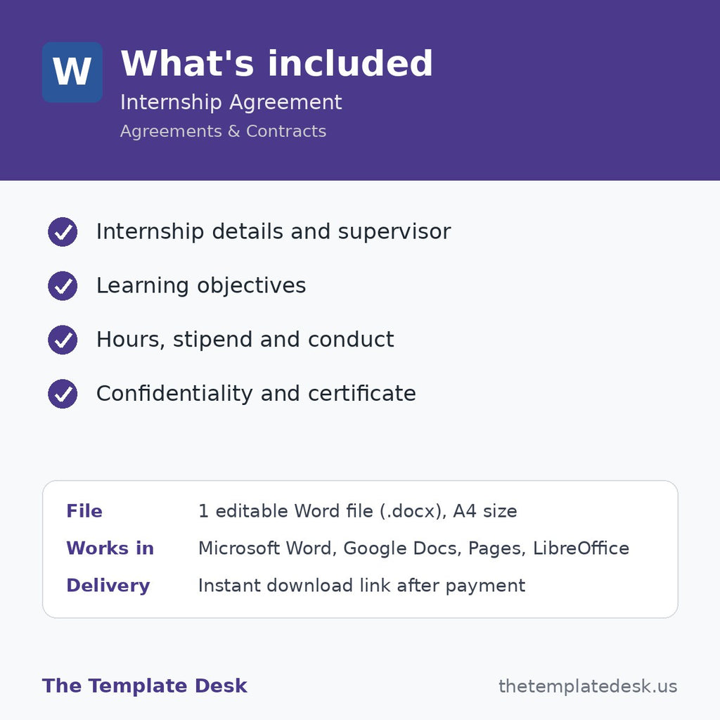 Internship Agreement – what's included