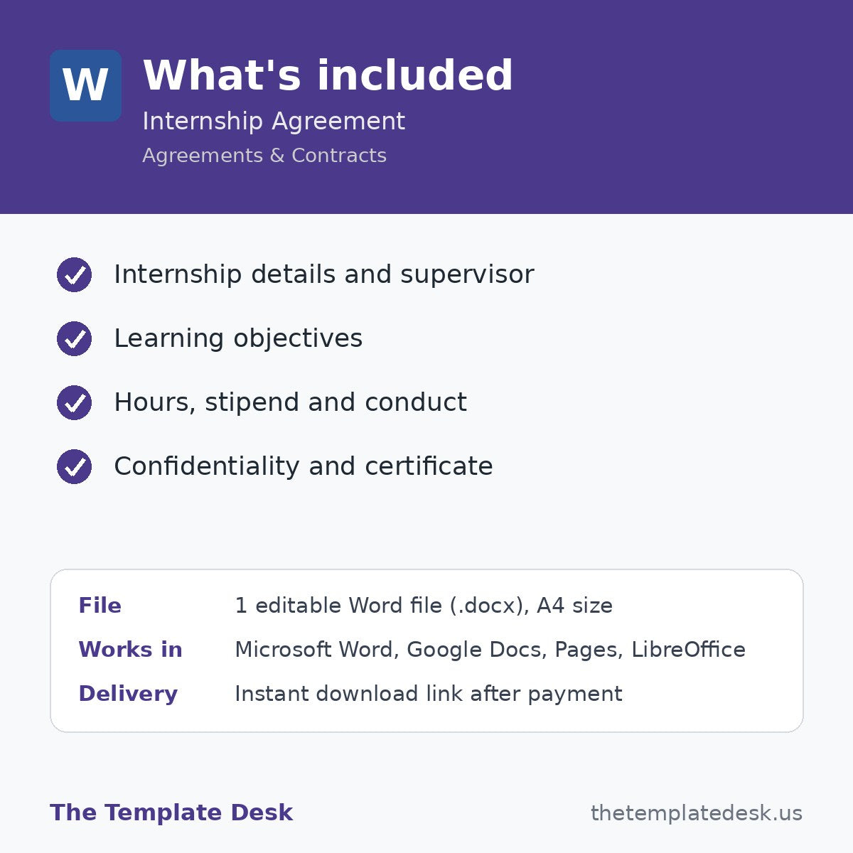 Internship Agreement – what's included