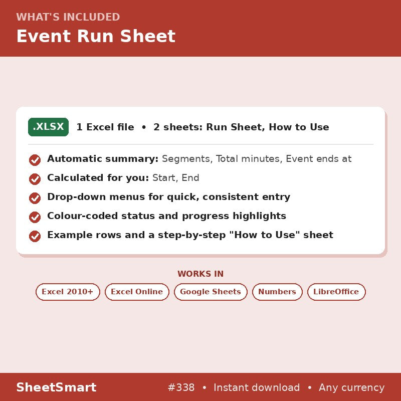Event Run Sheet – what's included