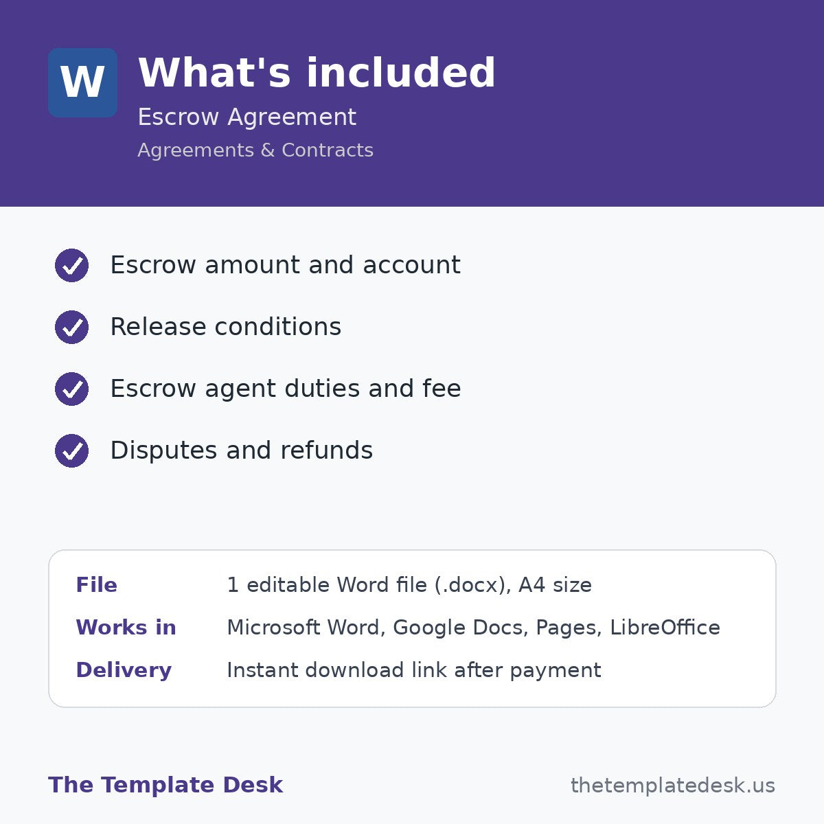 Escrow Agreement – what's included