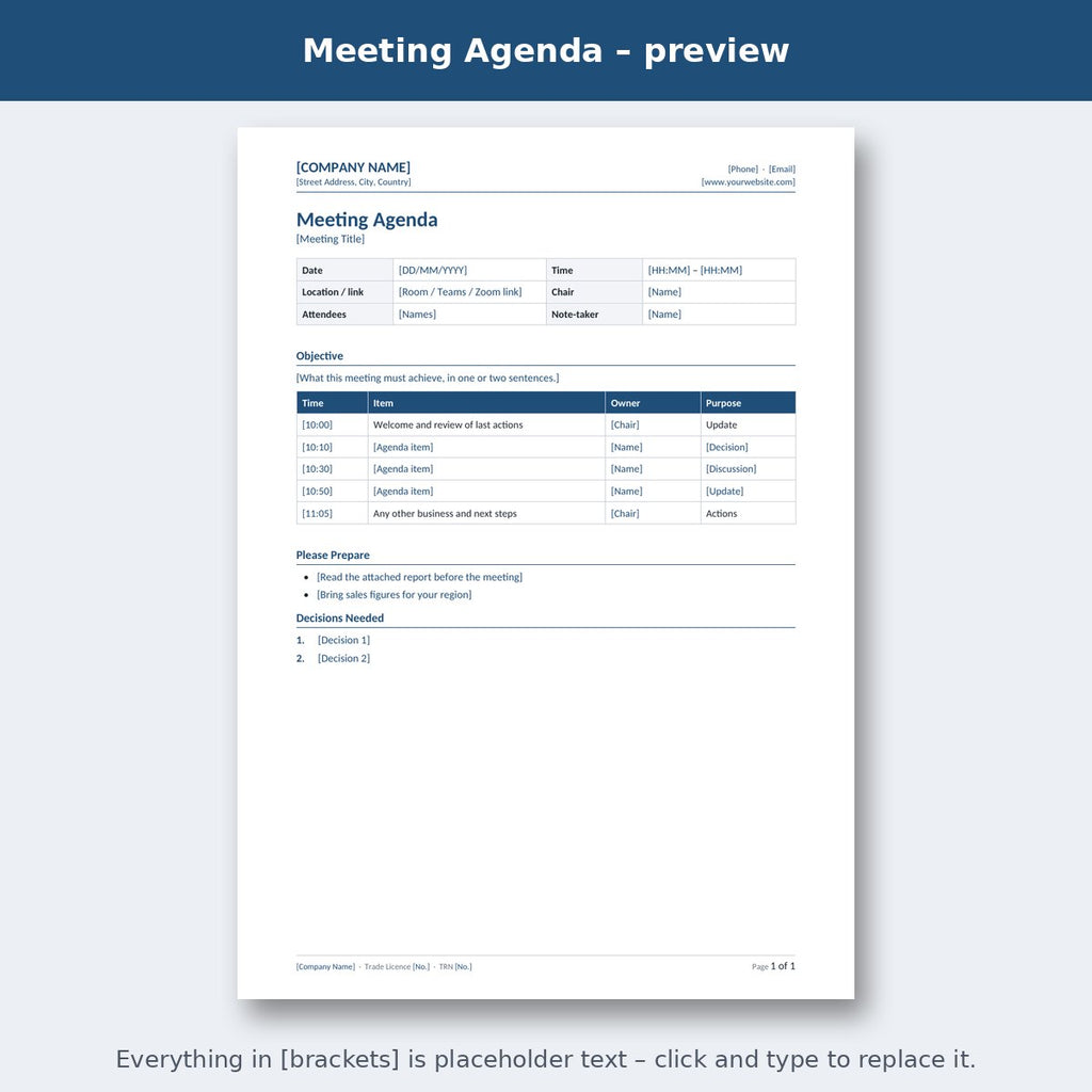 Meeting Agenda – preview