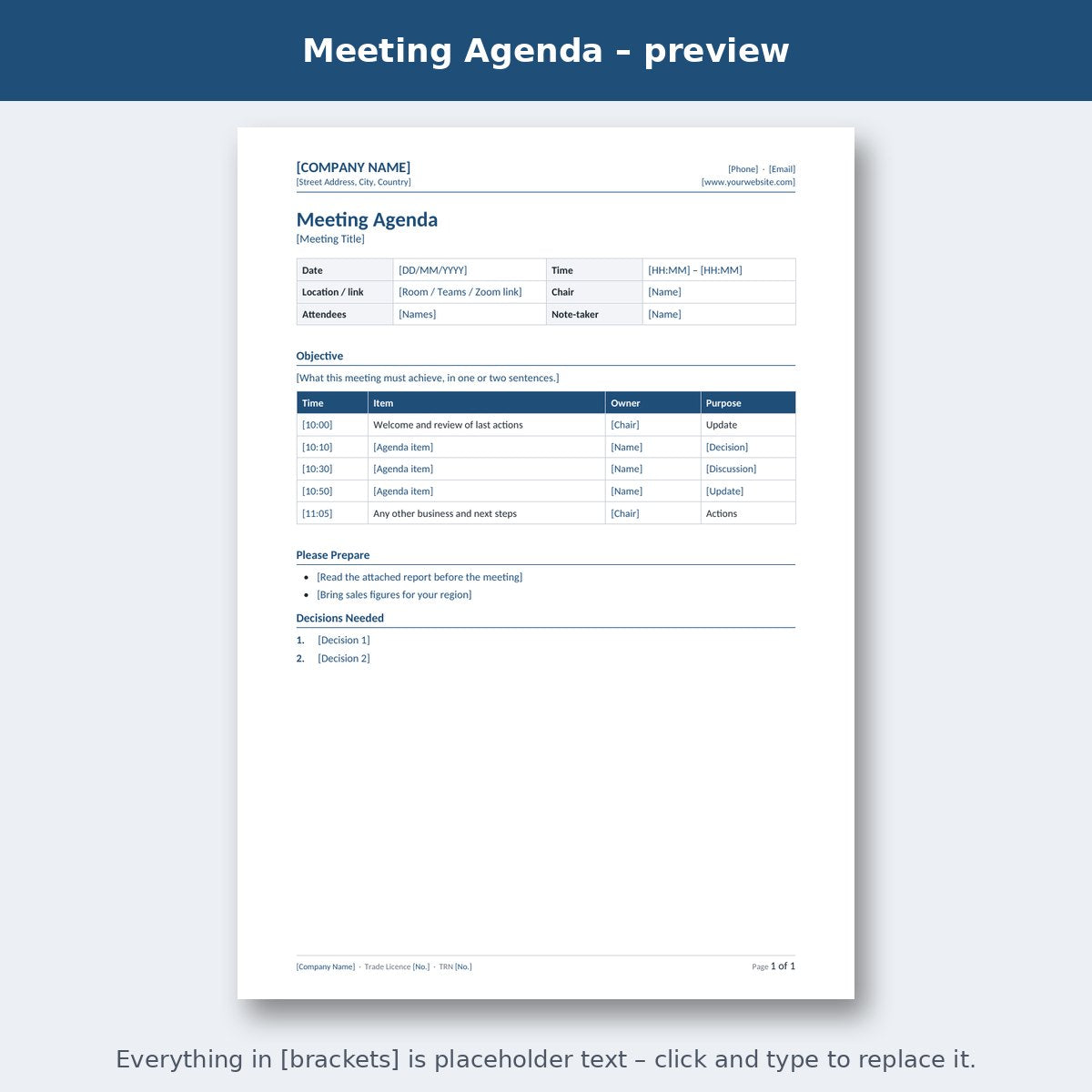 Meeting Agenda – preview