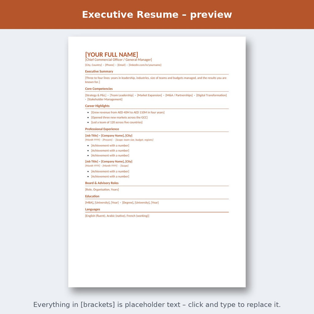 Executive Resume – preview