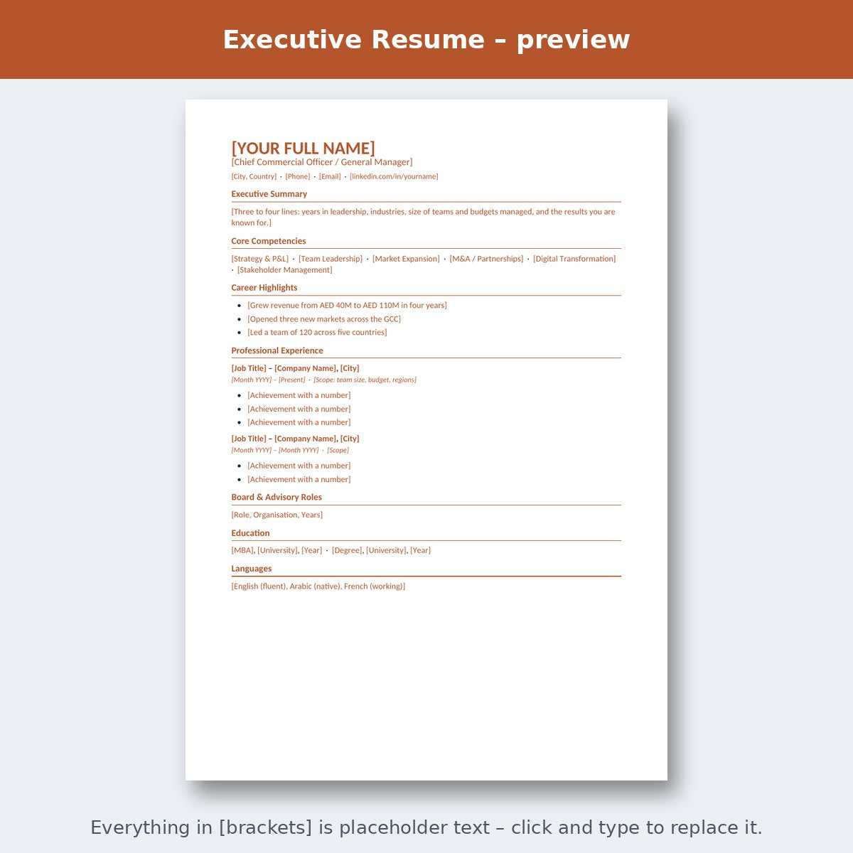 Executive Resume – preview