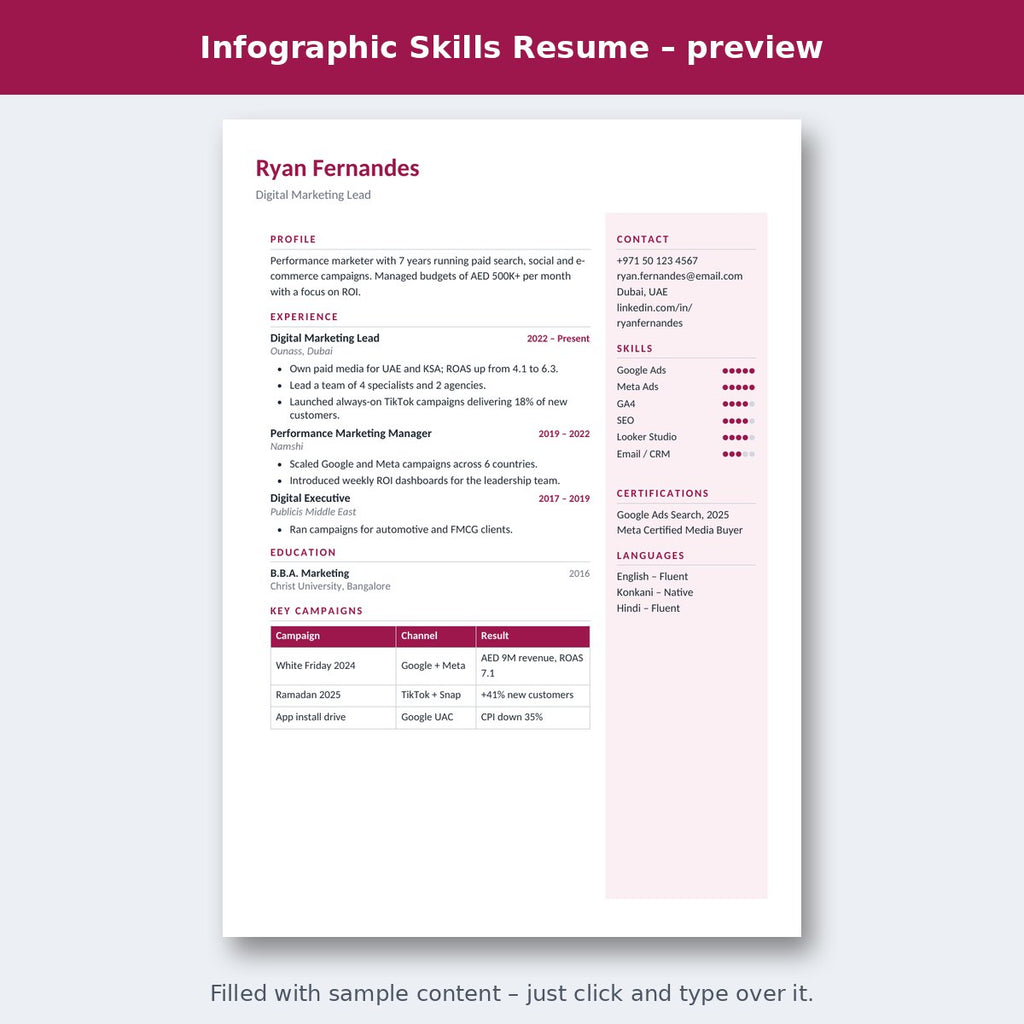 Infographic Skills Resume – preview