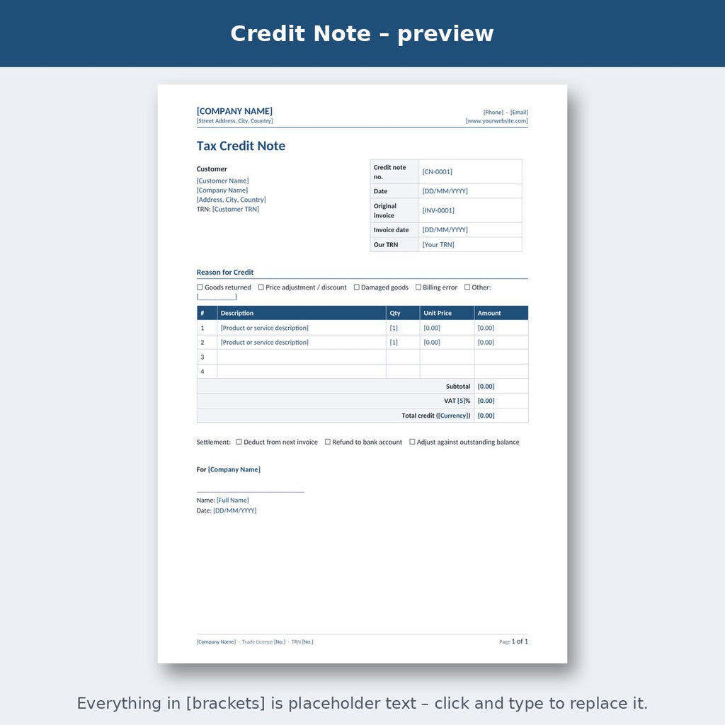Credit Note – preview