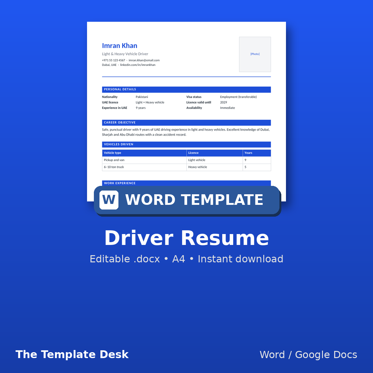 Driver Resume – cover