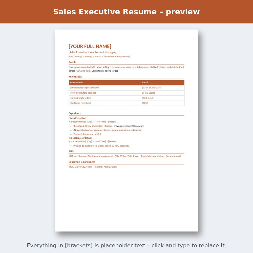 Sales Executive Resume – preview