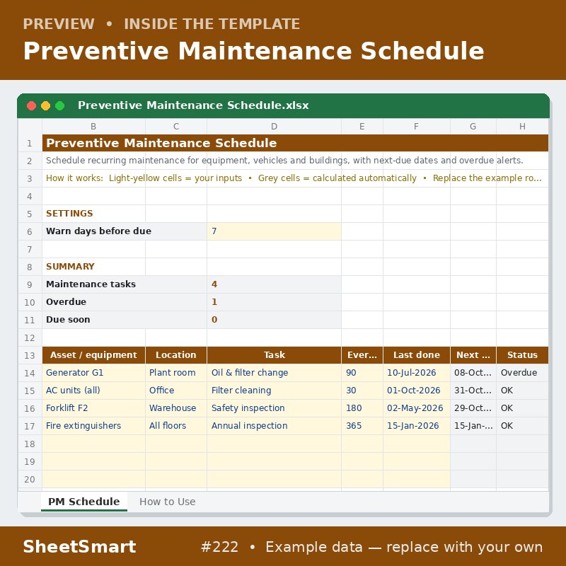 Preventive Maintenance Schedule – sheet preview