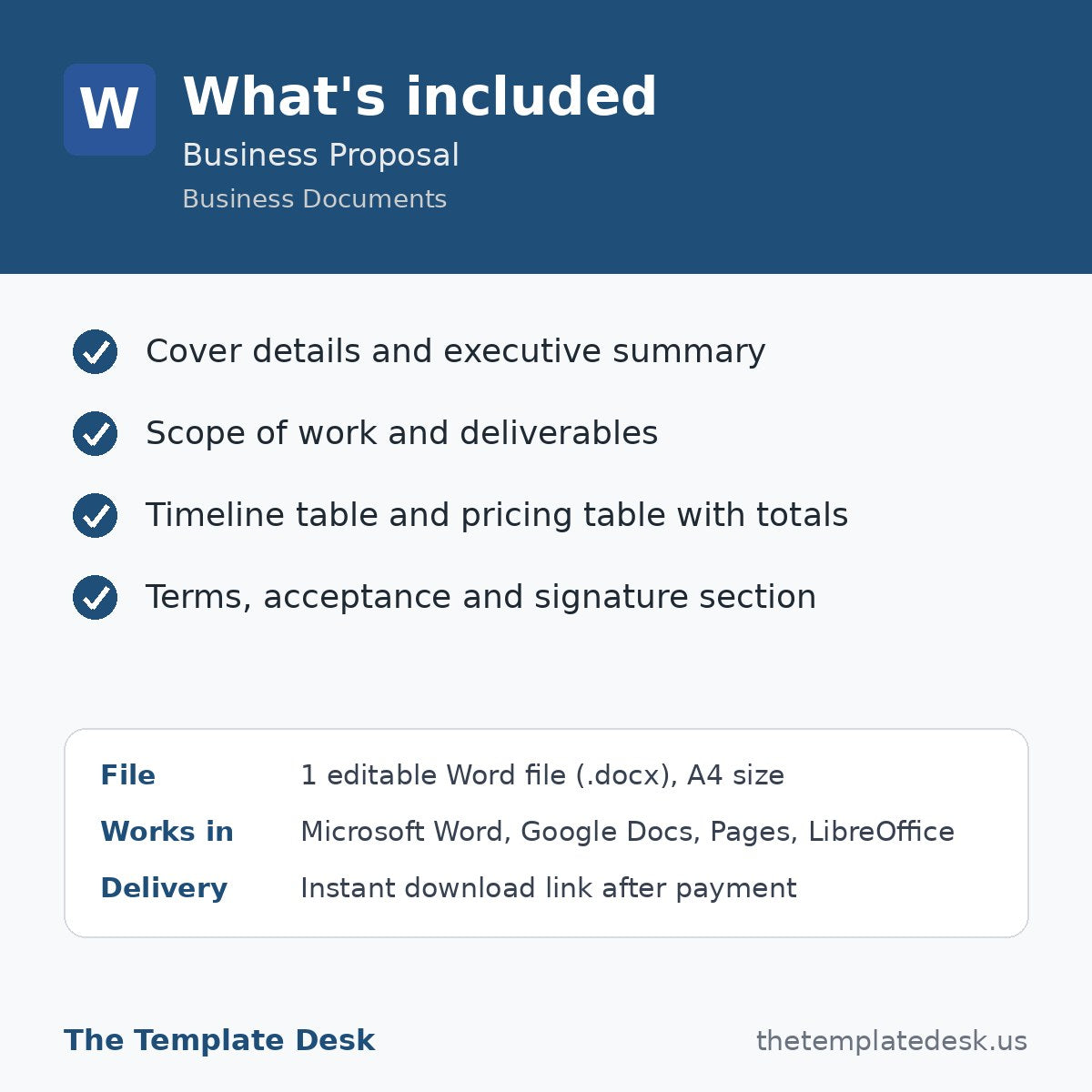 Business Proposal – what's included
