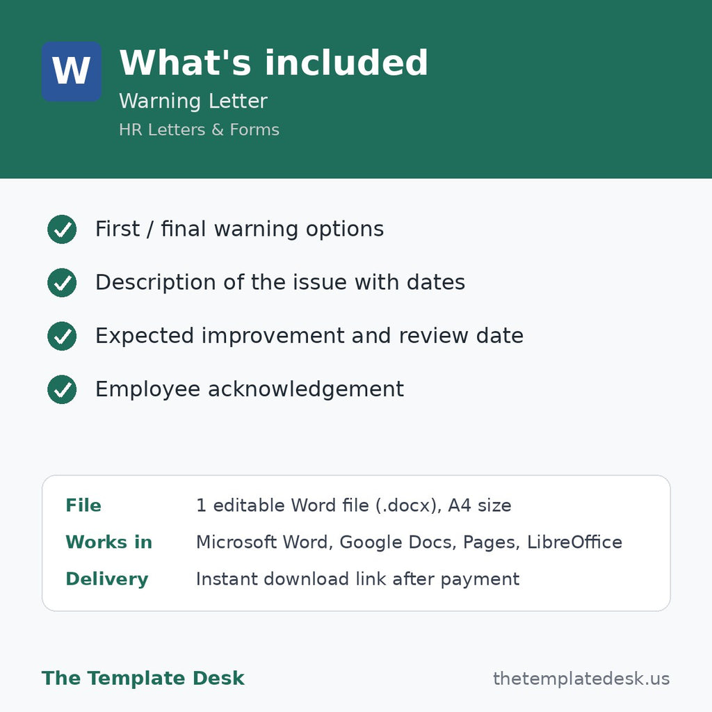 Warning Letter – what's included