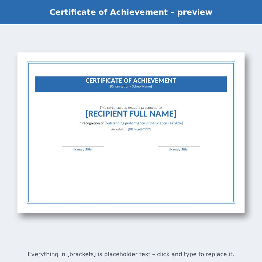 Certificate of Achievement – preview