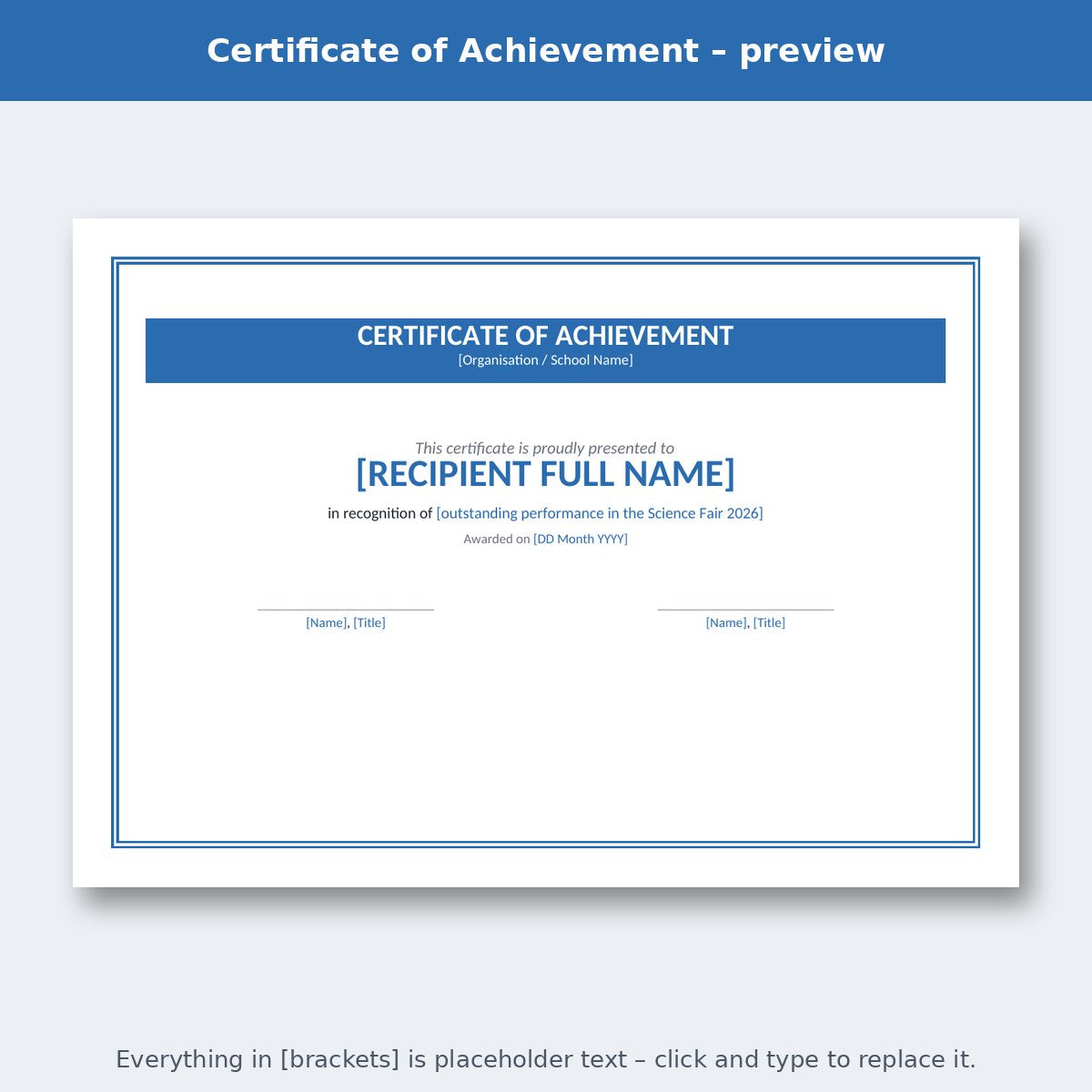 Certificate of Achievement – preview
