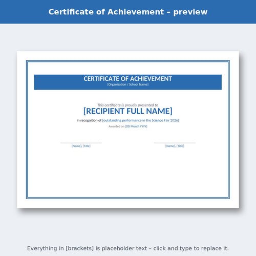 Certificate of Achievement – preview