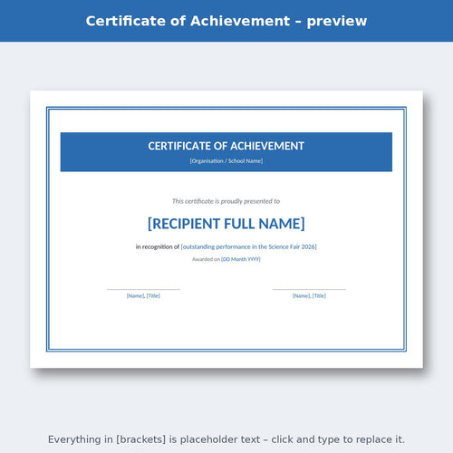 Certificate of Achievement – preview